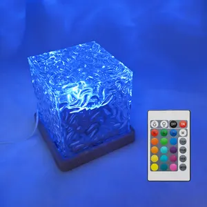 Dynamic Water Wave Pattern Ambient Night Light USB Rotating Projection Crystal Remote Control Starlight Projection Table Lamp