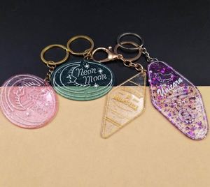 Custom Logo Printing Plastic Motel Keychain Glitter Hotel Acrylic <b>Key</b> <b>Chains</b> - Product Image 3