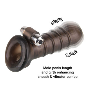 Manchon vibrant pour pénis, jouet sexuel, manchon pour dildo, anneau vibrant pour pénis, extension de pénis réutilisable avec stimulateur clitoridien pour hommes adultes - Product Image 1