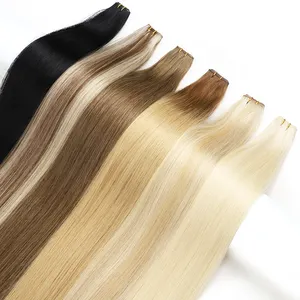 100% remy hair weft light brown 12a volume raw russian double drawn hand tied new genius weft hair extensions human hair 22inch