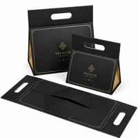 Boîte cadeau pliable personnalisée avec logo, poignée découpée, emballage cadeau en papier de luxe pour mariage, anniversaire, fête
