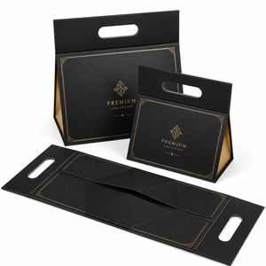 Custom Logo Foldable <b>Flat</b> <b>Pack</b> <b>Gift</b> <b>Box</b> With Die Cut Handle Luxury Paper <b>Gift</b> Packaging <b>Box</b> For Wedding Birthday Party <b>Gift</b> - Product Image 4