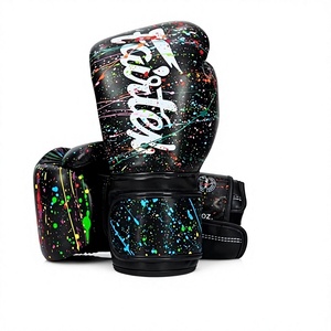 ถุงมือชกมวย Fairtex แบบปรับแต่งได้ สีน้ำเงินกรมท่า ลายคลื่นสีขาว หนังแท้ ปิดด้วยแถบตีนตุ๊กแก ระบายอากาศได้ดี อุปกรณ์ฝึกซ้อมสำหรับผู้ใหญ่ - Product Image 4
