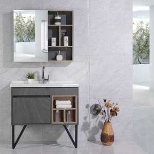 Lavabo en céramique de bonne qualité, évier, meuble de salle de bain au <span class=keywords><strong>sol</strong></span>, panneau écologique, vanité de salle de bain murale avec miroir - Product Image 3