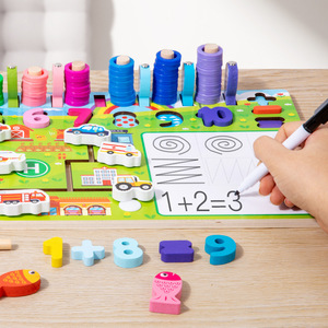 Tavola Multifunzionale in Legno Montessori per l'Apprendimento di <span class=keywords><strong>Matematica</strong></span> e Lingua, Ausili Didattici Prescolari, Gioco di Logica e Labirinto Alfabetico per Aula - Product Image 6