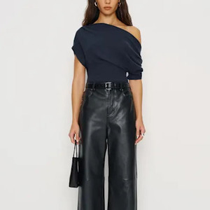 Chemisier asymétrique à une épaule pour femme, manches trois quarts, couleur unie, en polyester, coupe classique, toutes saisons - Product Image 1