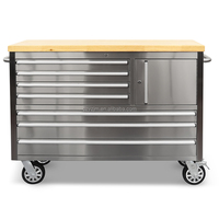 Coffre à outils de garage robuste en acier inoxydable de 48 pouces à 7 tiroirs sur roulettes avec prise de courant, armoire de rangement personnalisable OEM