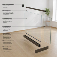 Barrière en verre à profil en U en aluminium, système moderne à fixation au sol, verre trempé, résistant à la corrosion pour terrasse résidentielle