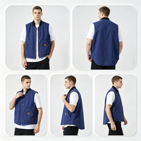 Gilet de travail en toile de coton pour hommes, col côtelé, fermeture éclair, doublé, sans manches, style vintage, personnalisable avec logo – Vente en gros