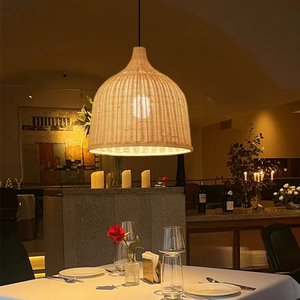 <span class=keywords><strong>Paralume</strong></span> di piccole e grandi dimensioni per la casa sala da pranzo Bar E27 lampada pendente tessuto a mano in Rattan di bambù <span class=keywords><strong>paralume</strong></span> - Product Image 1