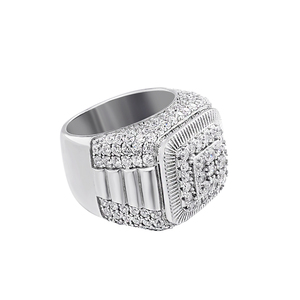 Gioielli HipHop di alta qualità Bling zircone cubico in ottone <span class=keywords><strong>925</strong></span> Sterling Silver rodiato anelli da <span class=keywords><strong>uomo</strong></span> - Product Image 4