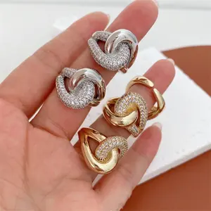 2024 new design jewelry rings women trendy 18K Gold Plated Luxury Zirconia Stone CZ Rings wholesale