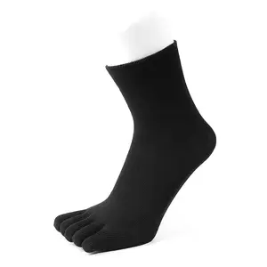 Calcetines de algodón con logotipo personalizado para hombre, calcetín de cinco dedos, tejido, 7 colores lisos