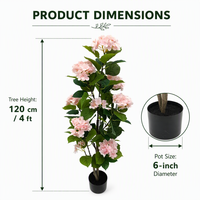 Arbre d'hortensia artificiel en gros pour hôtels, mariages, magasins de détail, décoration intérieure et extérieure