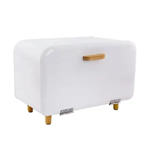 Caixa de pão de bambu da cozinha com roll up tampa de armazenamento de pão pão bin