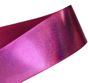 Custom Holografische Paarse Laser Folie Gedrukt Grosgrain Lint