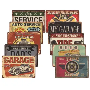 Custom Metalen Bord Vintage Garage Decoratieve Poster Retro Metalen Blik Plaat Motor Auto Metalen Bord Tankstation Tin Borden