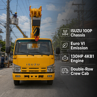 Новый дизельный автогидроподъемник Isuzu с узким кузовом, 12 м, 130 л.с., Евро-6, двухсекционная складная стрела, для работы в узких проезжаемых полосах