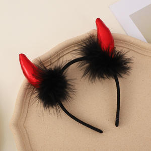 Diadema de Cuernos de Diablo para Cosplay de Halloween, Accesorio para el Cabello con Cuernos de Buey para Fiesta, Baile, Actuación, Plumas, Venta al por Mayor - Product Image 3