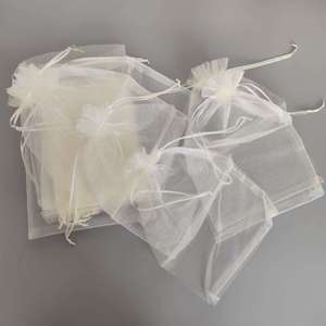 Sacs en organza personnalisés écologiques avec cordon de serrage, pochettes cadeaux réutilisables en maille transparente, emballage pour bijoux de mariage et de fête - Product Image 3