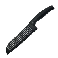 Ensemble de couteaux de cuisine à revêtement antiadhésif en acier inoxydable Ensemble de couteaux de cuisine noirs à rayures ondulées Ensemble de 3 pièces