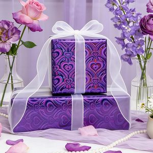 Wholesale Custom Original Purple Laser Metallic Holographic Iridescent Heart Gift <b>Wrapping</b> <b>Paper</b> for Birthday Gift Packaging - Product Image 2