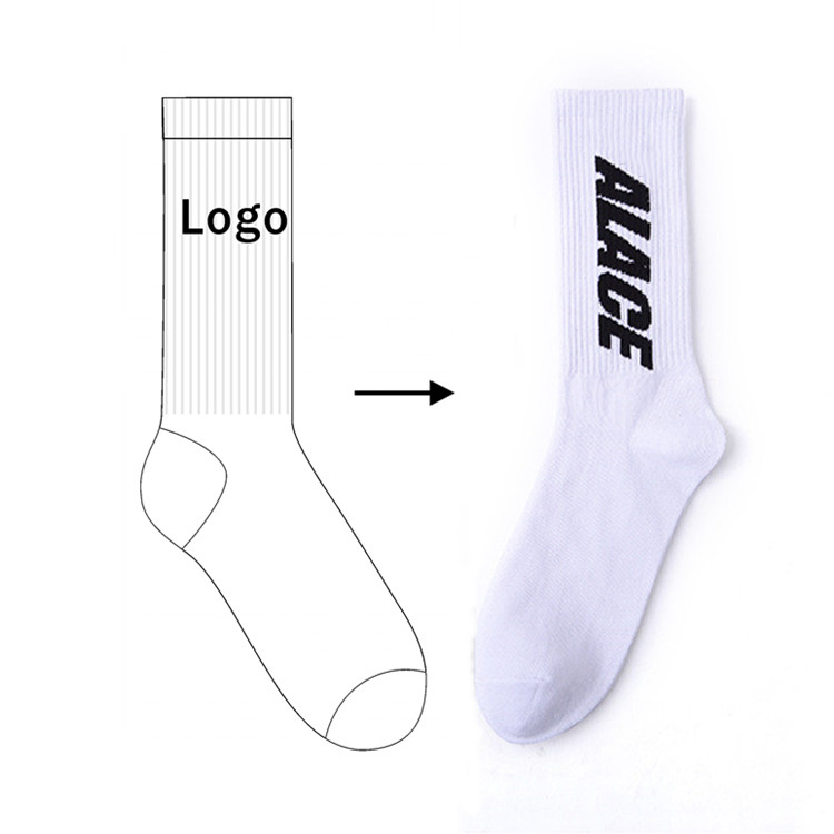 Meilleure vente logo personnalisé tendance chaussettes de sport décontracté étudiant mi-tube chaussettes