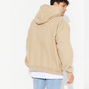 100% haute qualité coton surdimensionné pull à capuche pour hommes Beige couleur impression personnalisée broderie chaud solide motif à capuche - Product Image 6