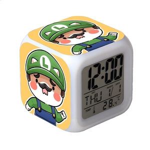 Tùy Chỉnh Mô Hình Mario Bảng Đồng Hồ LED 7 <span class=keywords><strong>Colour</strong></span> Thay Đổi Báo Động Kỹ Thuật Số Nhiệt Kế Ánh Sáng Ban Đêm Cube Điện Tử Phong Trào Lịch - Product Image 6