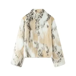 Animal Print invierno mujer solo pecho Vintage abrigo de piel <span class=keywords><strong>Artificial</strong></span> estilo callejero moda elegante Tops chaqueta Casual cálido - Product Image 2