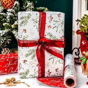 Christmas Wrapping <b>Paper</b> Holly Berry Greenery Holly Botanical <b>Pattern</b> Wrapping <b>Paper</b> Metallic Foil Shine Wrapping <b>Paper</b> - Product Image 1