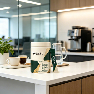 Café Instantáneo con Extracto Botánico Natural, 10g*10 Sobres, Frasco Redondo Geométrico Verde Dorado, Bebida de Materia Prima Vegetal Pura - Product Image 2