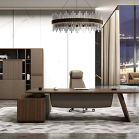 Bureau de direction moderne de luxe en forme de L, bureau de PDG, mobilier de bureau en bois avec armoire latérale