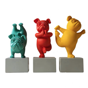 Figura de perro <span class=keywords><strong>bulldog</strong></span> francés, decoración hecha a mano, diseño moderno, personalizado, resina, yoga - Product Image 1