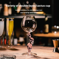 Verre à whisky et cocktail en verre multicolore fait main de 330 ml, en forme de cactus, en cristal, pour jus, champagne, idéal pour les fêtes et les restaurants