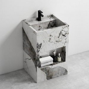 Mueble de baño moderno CR con espejo LED y lavabo integrado - Product Image 3
