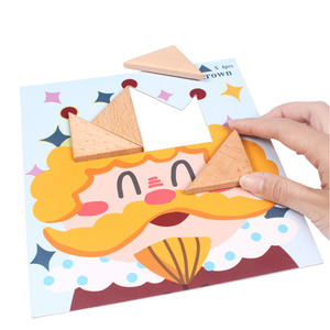 Modello <span class=keywords><strong>Montessori</strong></span> Di Legno Tangram <span class=keywords><strong>Puzzle</strong></span> Di Blocchi di Forma A mano Coordinazione Occhio Creativo triangolo <span class=keywords><strong>puzzle</strong></span> di <span class=keywords><strong>puzzle</strong></span> - Product Image 3