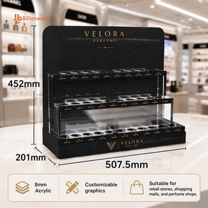 Expositor <span class=keywords><strong>de</strong></span> Perfume Acrílico Personalizado <span class=keywords><strong>de</strong></span> 8 mm, Estante <span class=keywords><strong>de</strong></span> Mostrador para Botellas <span class=keywords><strong>de</strong></span> Fragancia Pequeñas con Logotipo y Póster - Product Image 2