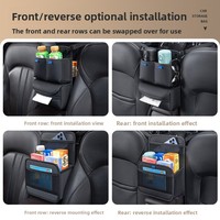 Sac de rangement central en cuir pour siège de voiture, organisateur suspendu pour voiture, boîte de rangement pour accoudoir, filet en maille pour côté conducteur/passager
