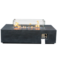 Mobilier foyer au gaz rectangle moderne de luxe pour l'extérieur table au gaz propane en béton