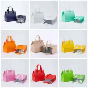 Non Woven Custom Eco Disposable Takeaway Cooler Package Tote Bum <b>Bags</b> Wiht Aluminum Foil Insulated Thermal Soft Handle Lunch <b>Bag</b> - Product Image 5