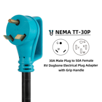Konverter Listrik Karet Model Dogbone Linsheng NEMA TT-30P ke 14-50R 30A-50A, Pegangan Kuat, Bersertifikasi ETL, Kabel Adaptor Daya RV