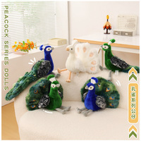 Peluche Paon Adorable, 50*30cm, Poupée Paon Rembourrée avec Queue Ouverte/Longue, Options Vert/Bleu/Blanc pour Décoration Maison et Cadeau Enfant