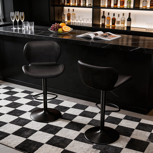 Tabourets de bar pivotants modernes et robustes en cuir PU, dossier rembourré, repose-pieds, <span class=keywords><strong>hauteur</strong></span> réglable, pour comptoir et repas en extérieur - Product Image 1