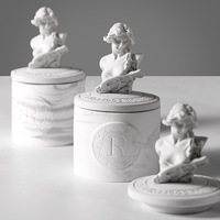 Bougie d'aromathérapie artisanale en cire de soja écologique, texture marbre, couvercle en pierre, pour Diwali, vente en gros, directement de l'usine