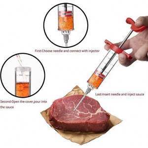 Seringue injecteur de marinade en plastique écologique avec 3 aiguilles pour kit de marinade de dinde BBQ à domicile - Product Image 3
