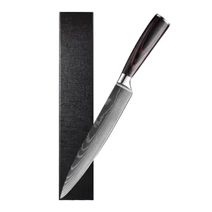 Japanese Style 8 inch 4cr13mov stainless steel kitchen carving meat t slicing knife with Pakka Wood handle