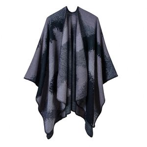 ผ้าคลุมไหล่แคชเมียร์สีทึบคล้ายผ้าแคชเมียร์ผ่าข้างขนาดใหญ่ลายดอกไม้และใบไม้แนวเรโทรน้ำหนักเบาเสื้อคลุมฤดูหนาวของผู้หญิงอบอุ่น - Product Image 5