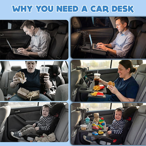 Ultra Stable Car Rear Seat Organizer Tray Foldable Dining and Laptop <b>Table</b> for Travel <b>Adjustable</b> Vehicle Pallet with Integrate - Product Image 2