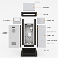 Cabine de toilettes portable autonome + réservoir d'eau et fosse septique, toilettes mobiles extérieures pour chantier et zone isolée